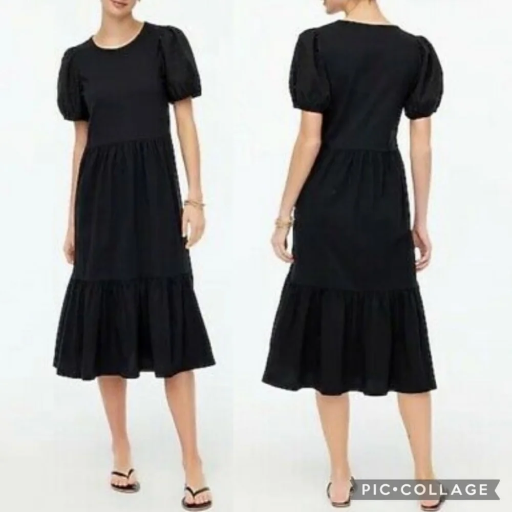 J Crew Cotton Eyelet midi dress Black Large